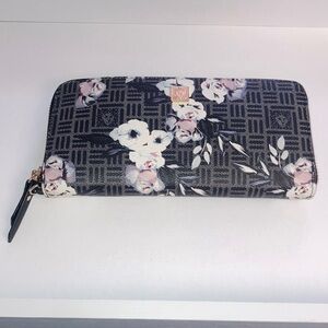 Anne Klein black and floral wristlet NWOT